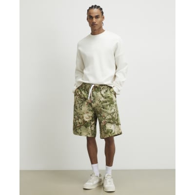 Green Camouflage Floral Shorts