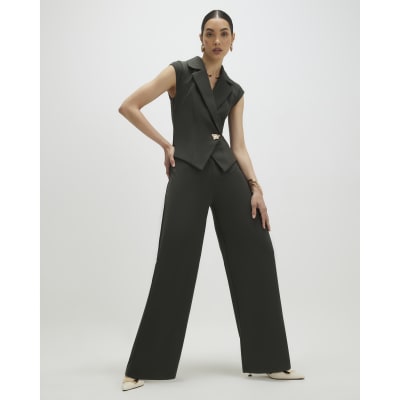 Green Cap Sleeve Wide Leg Jumpsuit