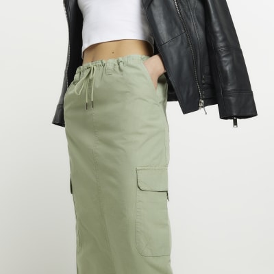 Green cargo maxi skirt River Island