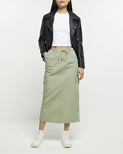 Green cargo maxi skirt