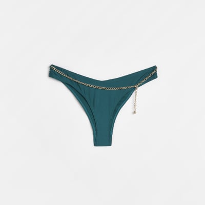 Green chain detail bikini bottoms