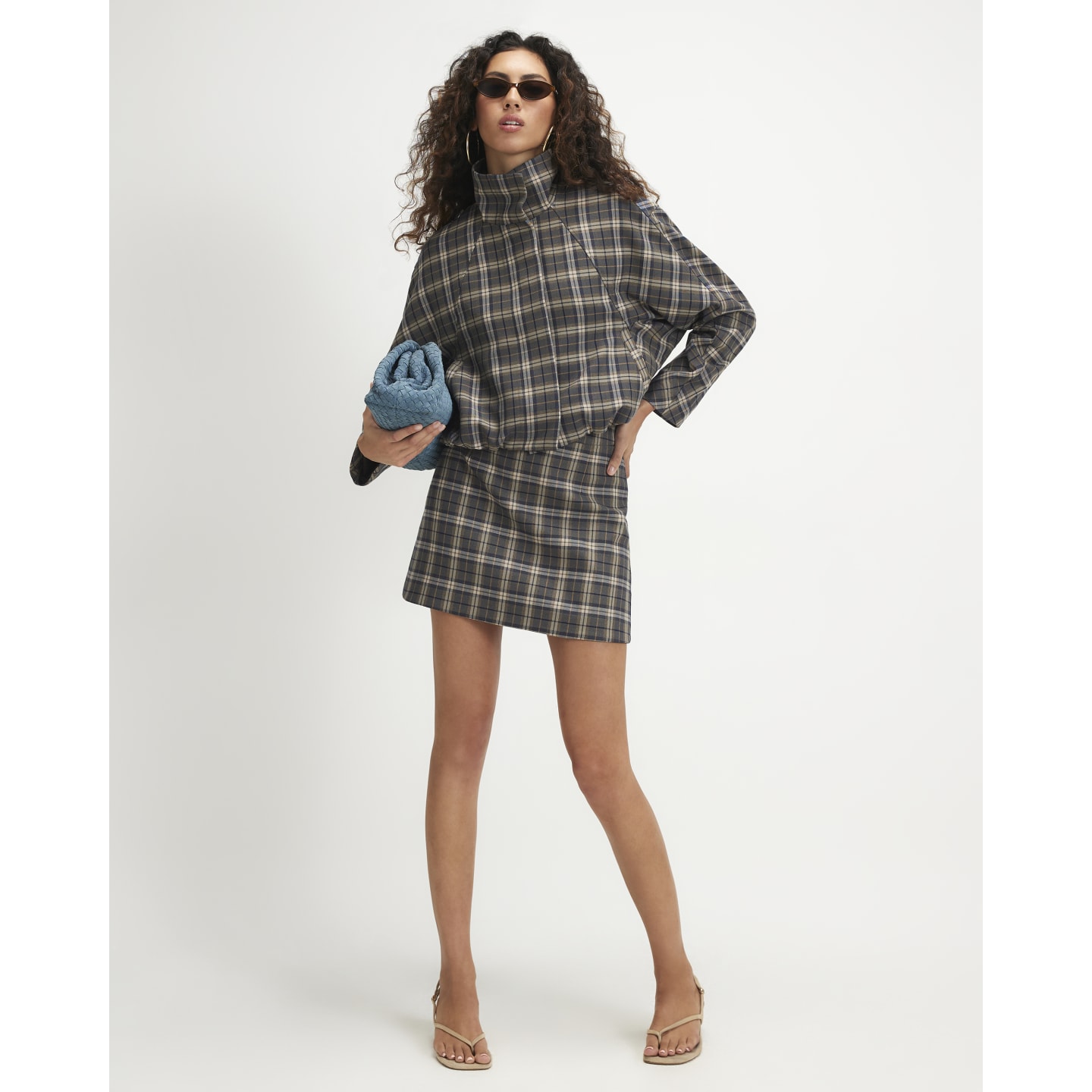 River Island Green Check A-line Mini Skirt — photo 1 of 1