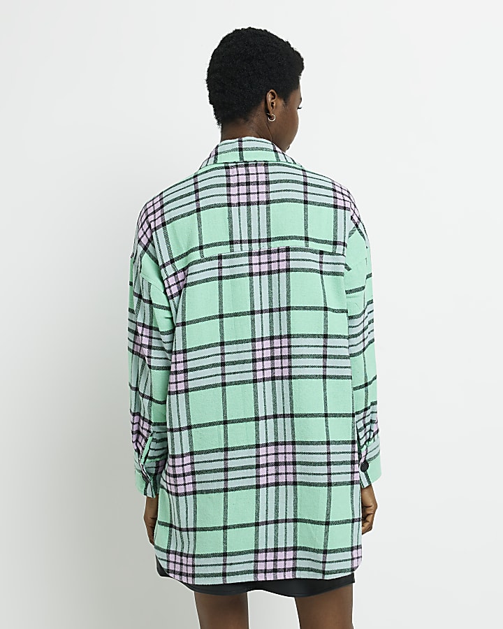 Green check oversized shirt