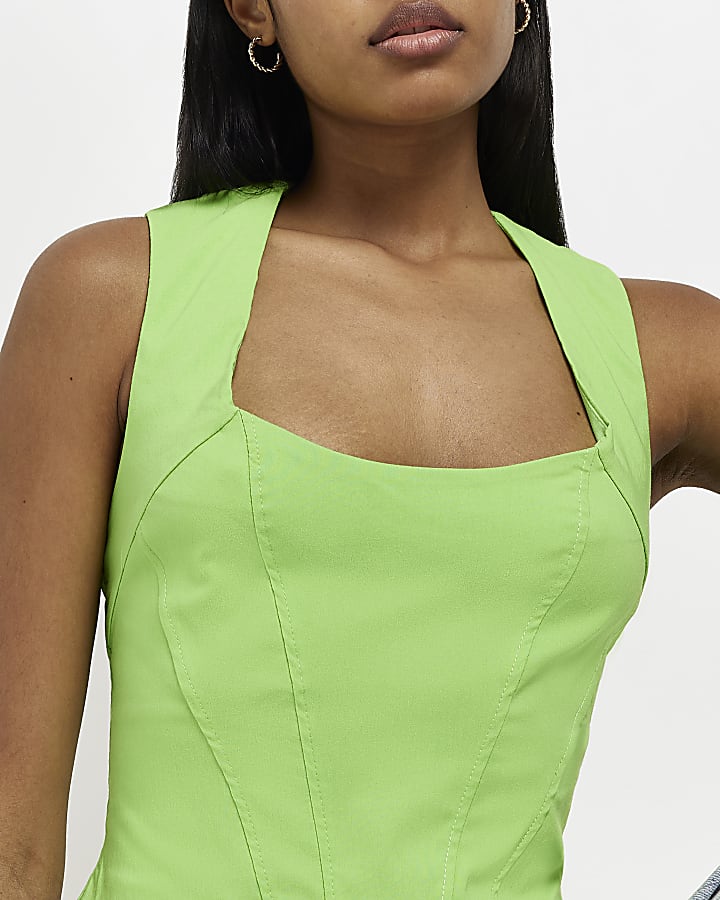 Green corset cropped top