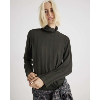 Green Cosy Wide Ribbed Top