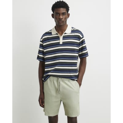 Green Cotton Drawstring Waist Shorts