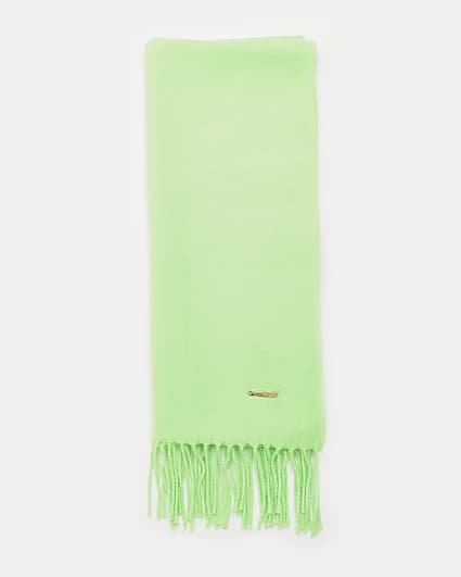 Green cotton fringe scarf