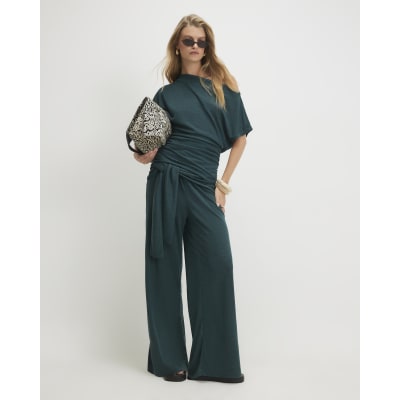 Green Cotton Tie Waist Trousers