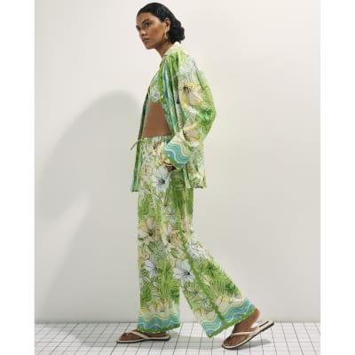 Cotton Tropicana Wide Leg Trousers