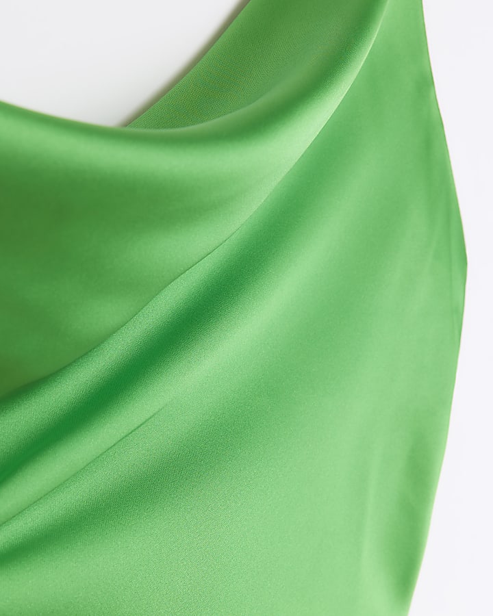 Green cowl neck slip dress