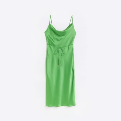 Green cowl neck slip dress River Island