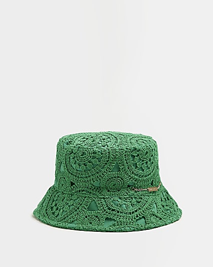 Green crochet bucket hat