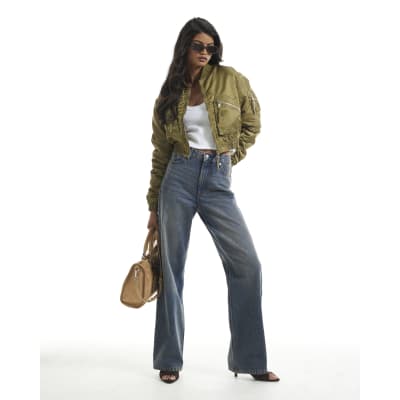 Cropped Fitted Bomber Jacket