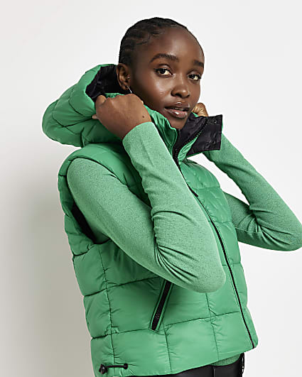Green cropped padded gilet