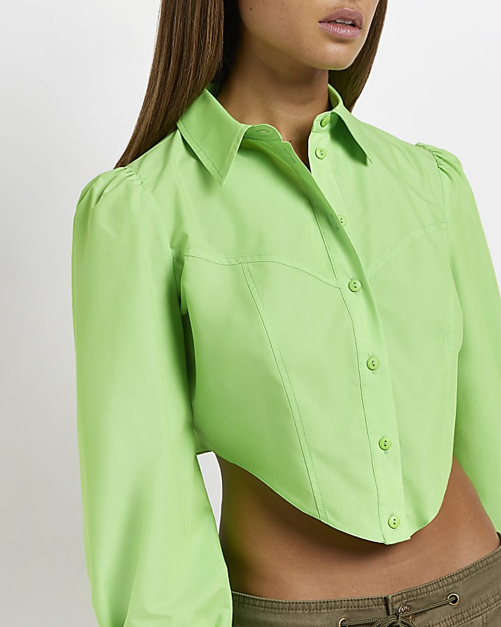 Green cropped shirt