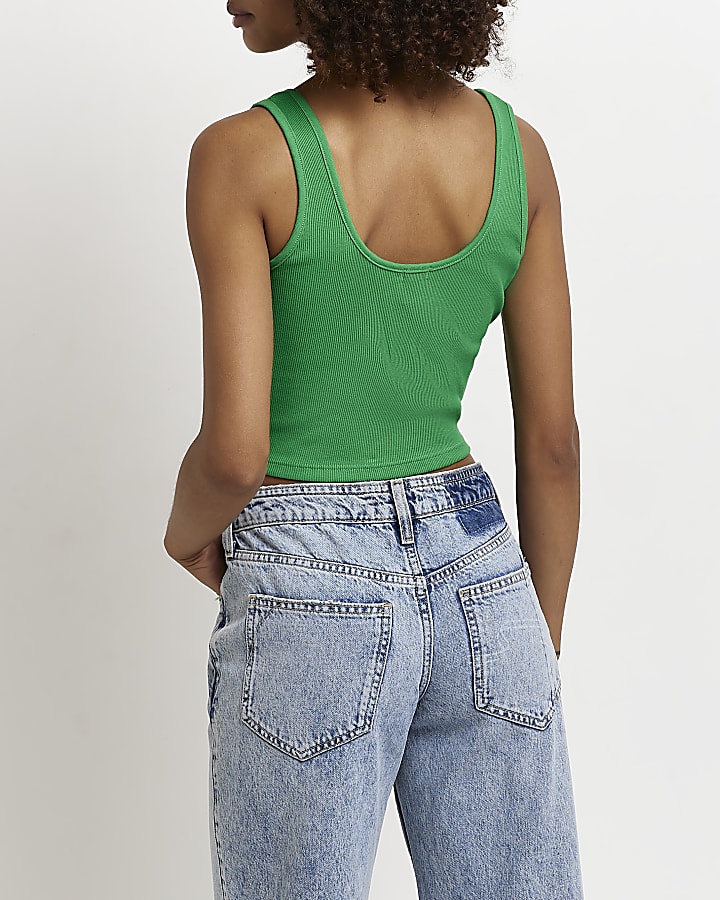 Green cropped vest top