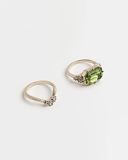 Green diamante ring multipack