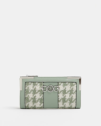 Green dogtooth boucle purse