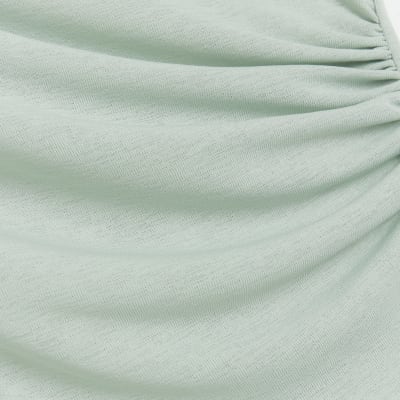 Green drape sleeveless top River Island