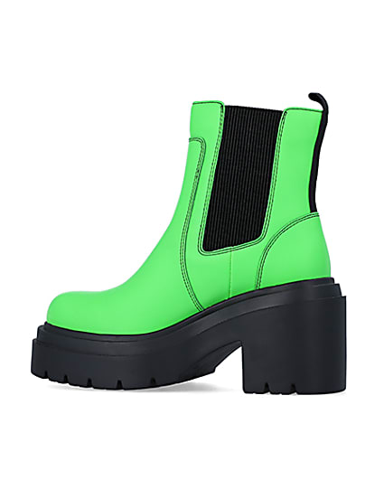 360 degree animation of product Green faux leather chunky chelsea boots frame-4