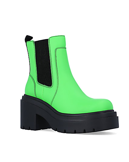 360 degree animation of product Green faux leather chunky chelsea boots frame-17