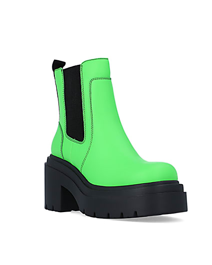 360 degree animation of product Green faux leather chunky chelsea boots frame-18