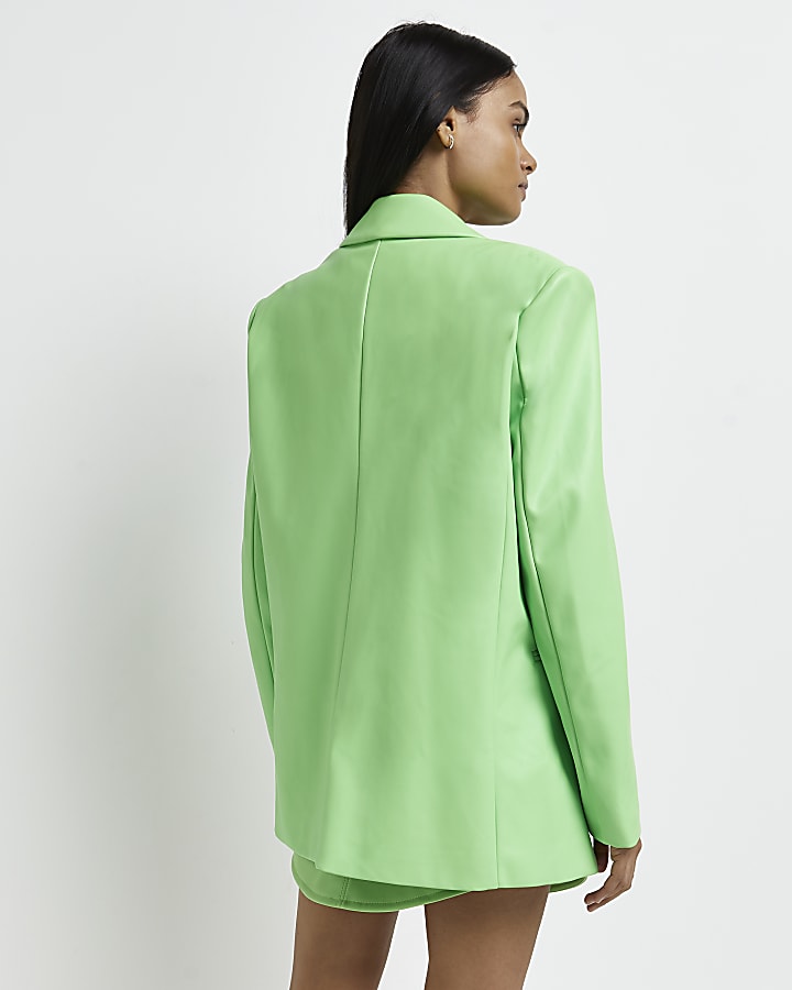 Green faux leather oversized blazer