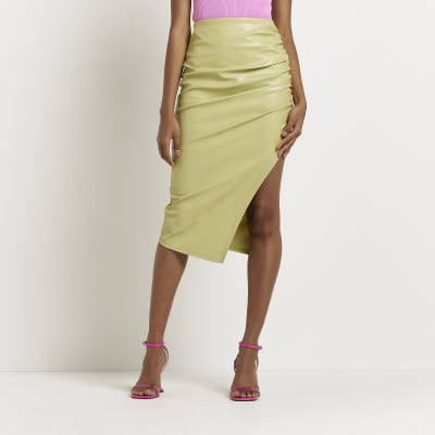 Faux green hot sale leather skirt