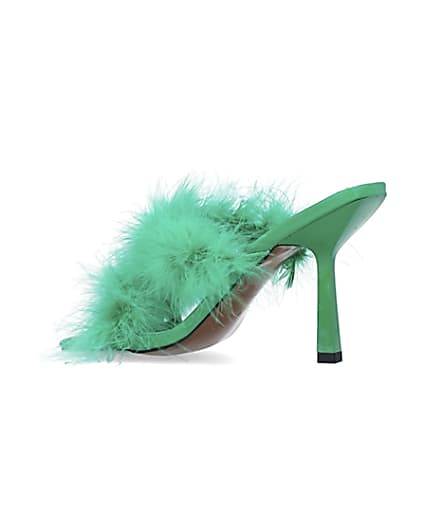 360 degree animation of product Green feather heeled mules frame-5