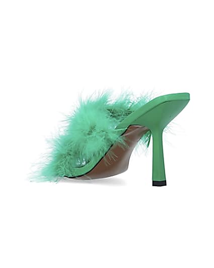 360 degree animation of product Green feather heeled mules frame-6