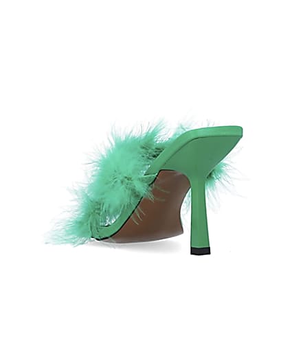 360 degree animation of product Green feather heeled mules frame-7
