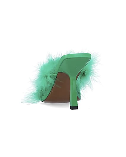 360 degree animation of product Green feather heeled mules frame-8