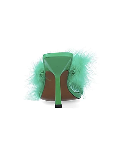 360 degree animation of product Green feather heeled mules frame-9