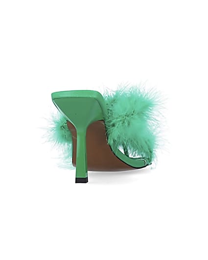 360 degree animation of product Green feather heeled mules frame-10