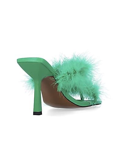 360 degree animation of product Green feather heeled mules frame-11
