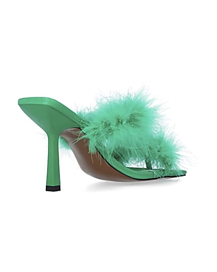 360 degree animation of product Green feather heeled mules frame-12