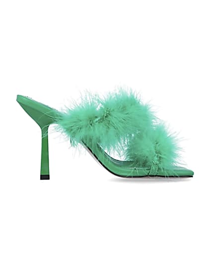 360 degree animation of product Green feather heeled mules frame-15