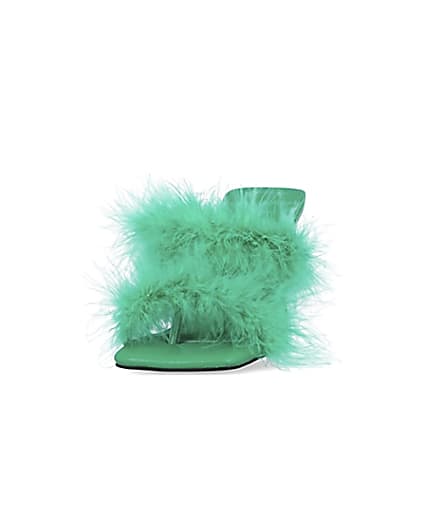 360 degree animation of product Green feather heeled mules frame-22