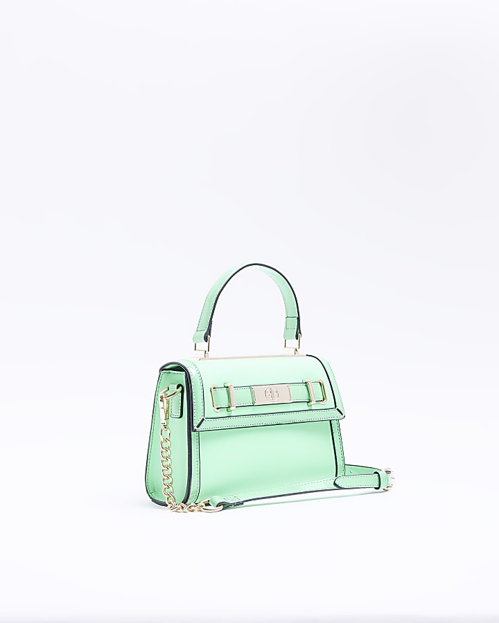 Green flap front mini tote bag