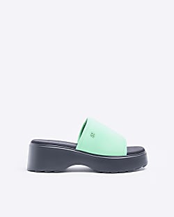Green flatform sandals