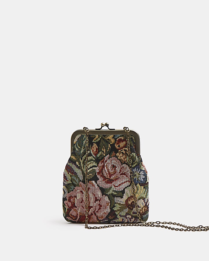 Green floral mini shoulder bag