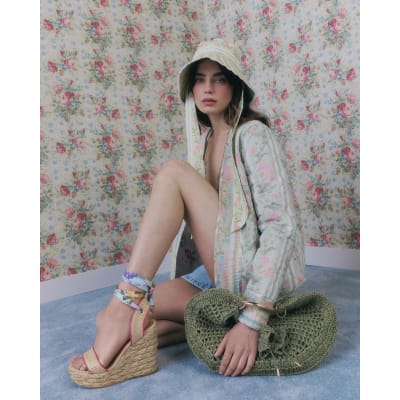 Green Floral Print Quilted Cotton Jacket