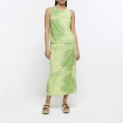 Green floral sleeveless top River Island