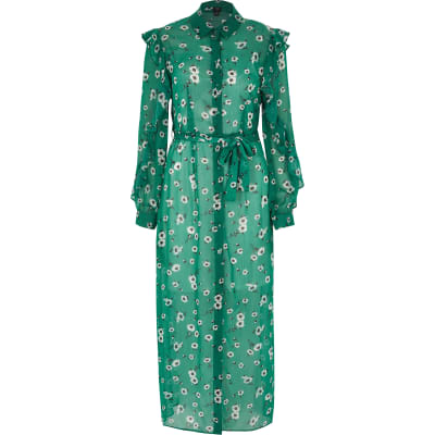 river island green maxi dress