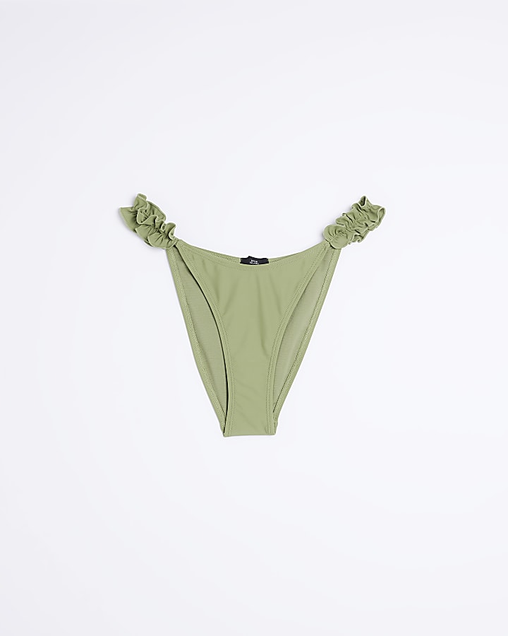 Green frill bikini bottoms