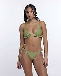 Green frill bikini bottoms
