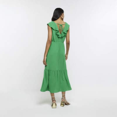 Green frill swing maxi dress | River Island