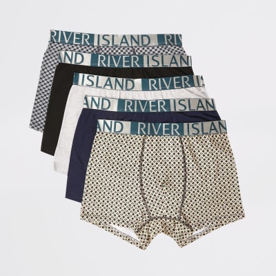 Green geo printed RI trunks 5 pack