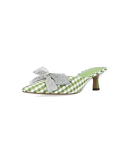 360 degree animation of product Green gingham heeled shoes frame-0