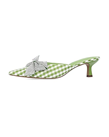 360 degree animation of product Green gingham heeled shoes frame-2